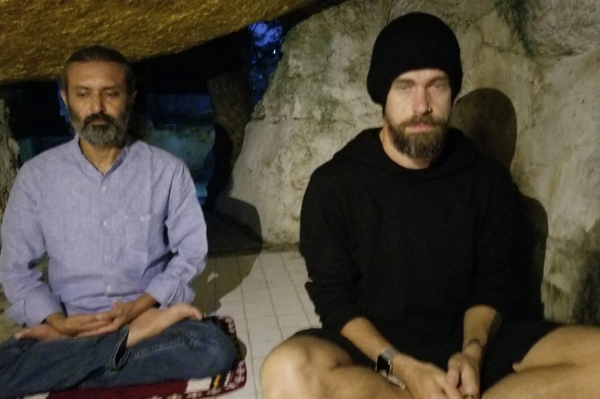 A photo of young Jack Dorsey in a cave.
